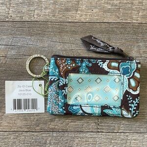 NWT Vera Bradley Java Blue Floral Zip ID Case
